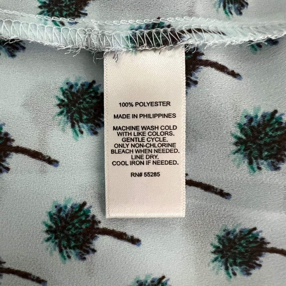Express Shirt‎ Women Small Blue Tree Print Sleeveless Button Up Casual Whimsical - Picture 8 of 8